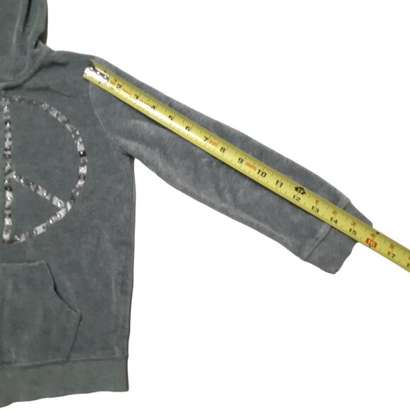 Circo Hoodie Girls Small 6 Gray Full Zip Up Fleece Peace Sign Pockets - Picture 7 of 14